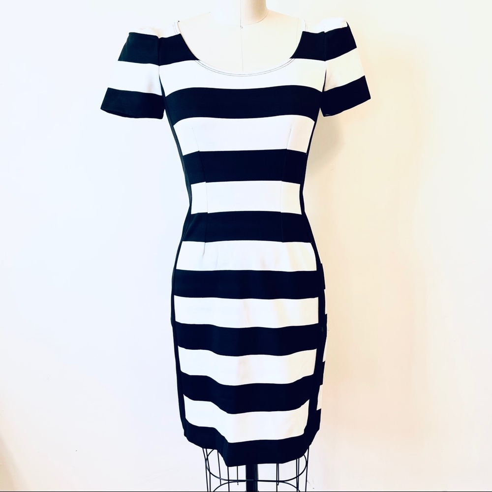 Betsey Johnson Black & White Stripe Lace-up Dress